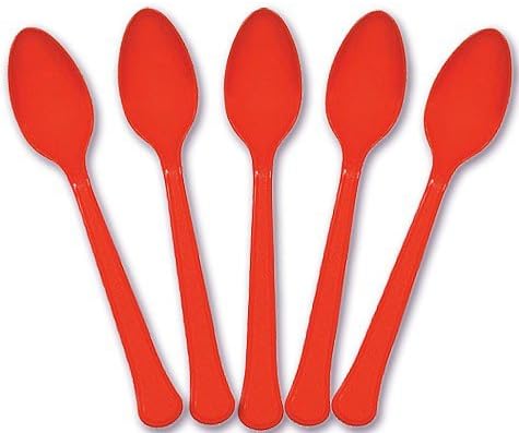 Extra Heavy Weight Plastic Spoons | 20ct (Apple Red)
