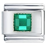 May Emerald Birthstone Italian Charms Bracelet Link