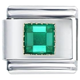 May Emerald Birthstone Italian Charms Bracelet Link by Pugster