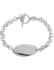 Sterling Silver Medical Emergency Bracelet Oval Plaque Toggle Clasp, 3/4 inch wide, sizes 8 inch, 8 1/2 inch & 9 inch