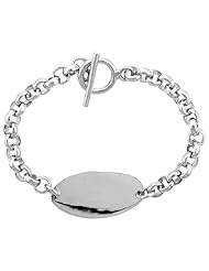 Sterling Silver Medical Emergency Bracelet Oval Plaque Toggle Clasp, 3/4 inch wide, sizes 8 inch, 8 1/2 inch & 9 inch