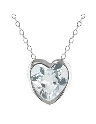 0.67 Ct Heart Shape Sky Blue Aquamarine 10K White Gold Pendant with 18" Chain