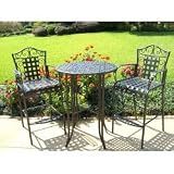 Outdoor Bistro Set - 3 Piece Patio Furniture Set (Black Antique Pewter) (40H x 30W x 30D)