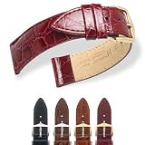 HIRSCH Crocograin M, Crocodile Grain, 80 Blue, 17 mm, Steel Buckle