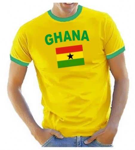 Coole-Fun-T-Shirts Herren T-Shirt Ringer, Gelb, M, 10888_Ghana_HERI