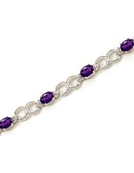 10kt Yellow Gold Oval Amethyst and Diamond Bracelet