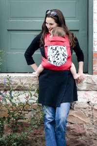 Picture of Cozy BabyHawk Mei Tai Organic Baby Carrier Silhouette Flowers on Cherry Straps and Dainty Baby Reusable Bag Bundle B004CSLO74 (Baby Carriers)