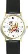 Bar Mitzvah Boy Holding Torah Judaica Jewish Theme - WATCHBUDDY&reg; DELUXE TWO-TONE THEME WATCH - Arabic Numbers - Black Leather Strap-Children's Size-Small ( Boy's Size & Girl's Size )