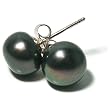 8.5-9.0mm Black Pearl Stud Earrings on Sterling Silver
