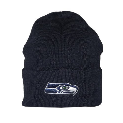 Adult NFL Seattle Seahawks Warm Ski & Skate Roll Up Beanie / Winter Hat - One Size Fits All - Royal Blue