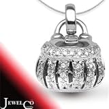 Jewelco London 18 Carat White Gold 27pts Diamond Pendant (Comes with 18 inch Pendant Chain)