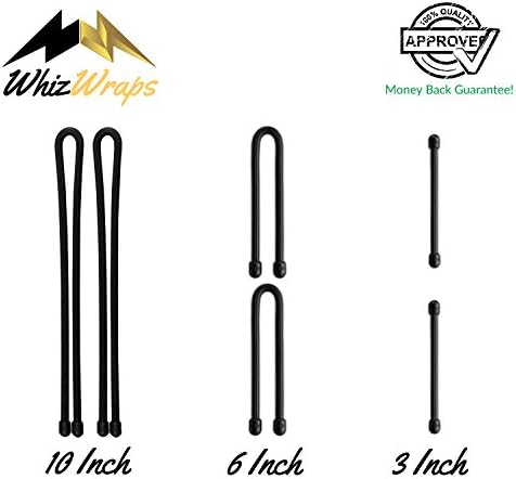 Premium Cable &amp; Cord Twist Ties By WhizWraps For Organizing Electronics 3 inch, 6 inch &amp; 10 inch Multi Pack of 6 Wraps Included