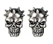 Skull with Spikes Stud Earrings - Pewter - 0.5'' Height