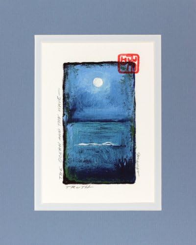 Truth Is a Giclee Print of an Original Painting, Showing a Zen Style Seascape with Reflecting Moon, 8x10 Matted