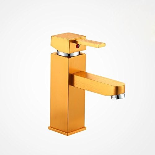 Aries Outlets Bathroom Vessel Sink Colorful Square Basin Faucet 6102 with Water Pipe Gold Color