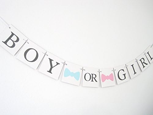 gender reveal party banner, baby shower decorations, gender reveal decorations, bow or bow tie banner, baby shower party, Boy or Girl Banner
