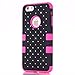iPhone 6 Case, ROKE Shockproof iPhone 6 Studded Rhinestone Crystal Bling Hybrid Armor Case Cover for Apple iPhone 6(4.7 Inch) - Rose/Black