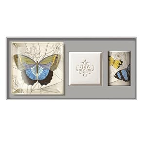 Butterfly Fringe Studio Tray Votive and Soap Set in Gift Box
