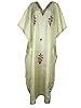 Womens Silk Kaftan Lemon Kashmiri Embroidered Caftan Lounger Dress Kimono Sleeves