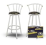 2 Pittsburgh Steelers NFL Football Themed Specialty / Custom White Barstool ....