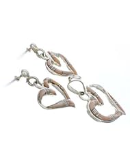 Pink Shell Southwest Heart Pendant Earring Set EX29395