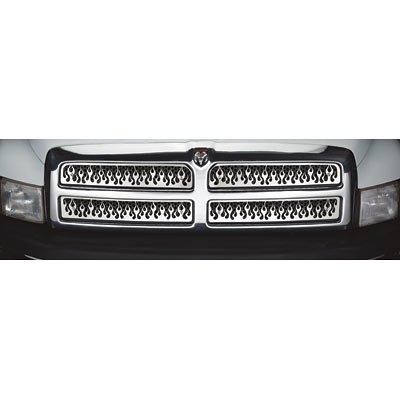 Bully Stainless Steel Flame Grille Insert - For 1994-2001 Dodge Ram 1500 (Except Sport Model); 1994-2002 Dodge Ram 2500, 2500 (Except Sport Model), Model# SG-341