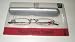 EYEMAGINE VERY GOOD QUALITY READING GLASSES+2.50 OVAL RIMLESS STAINLESS STEEL CASE INCLUDED