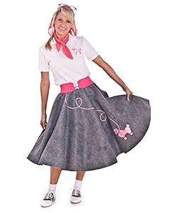 Hip Hop 50s Shop Adult 4 Piece Poodle Skirt Outfit (3X/4X, grey)