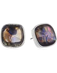 Napier "Shell Perfect" Silver-Tone Purple Multi-Pierced Button Earrings