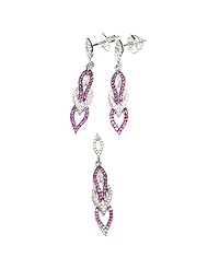 Sterling Silver Micro Pave Cubic Zirconia Earrings and Pendant Set