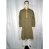 Boyfriend Gift Field Drab Cotton Embroidered Kurta Pajama Xxl Chest 50 Inches
