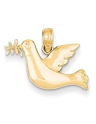 14k Satin & Diamond-cut Dove Charm