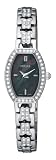 Pulsar Women's PEGC95 Crystal Accented Dress Silver-Tone Black Mother of Pearl Dial Watch