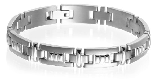 Childrens Toyshop  Jewelry : Men's Titanium Raised Pattern 10mm Link Bracelet, 8"