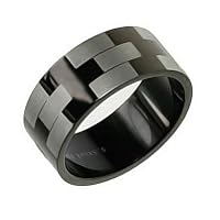 Bling Jewelry 8mm Matte Black Stainless Steel Wedding Band Mens Ring