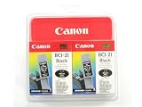 Canon Model BCI-21BK Black Ink Tanks, Pack Of 2