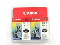 Canon Model BCI-21BK Black Ink Tanks, Pack Of 2