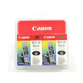 Canon Model BCI-21BK Black Ink Tanks, Pack Of 2