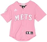 MLB Girls' New York Mets Screen Print Baseball Jersey, Pink, Large