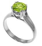 Genuine 1.1 Carat (ct, cttw, ctw) Round Peridot .925 Sterling Silver Solitaire Engagement Ring