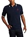 Generra Men's Stripe Tip Pique Polo Shirt, Deep Sea, Large