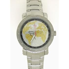 Click here to buy JoJino ByTechno Swiss Solid Platinum Plated Stainless Steel Genuine Diamond Bling Watch by JoJino.