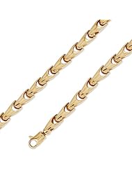 14K Solid Yellow Gold HipHop Bullet Chain Necklace 6.5mm (1/4") 24"