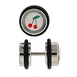Stainless Steel Fake Plug with Cherries Logo - 16g Wire - 0g Fake Plug - Sold as a Pair