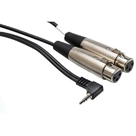 Hosa 2 Ft Right Angle Stereo 3.5MM Male To 2 XLR Female CYX-402F: Musical Instruments