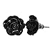 IndianShelf Handmade 2 Piece Ceramic Black Rose Flower Shape Artistic Rust Free Drawer Knob Door Pull Handle