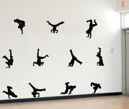 Dancer Hip-hop Dance Posture Wall Decal Sticker Living Room Stickers Vinyl Removable Balck Color