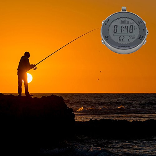 Sunroad Mini LCD Digital Fishing Barometer Waterproof 30m Multi-function Time Date Thermometer Weather Forecast FX600 3ATM