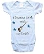 I LISTEN TO ROCK WITH MY DADDY - BigBoyMusic Baby Designs - White, Blue or Pink Onesie / Baby T-shirt