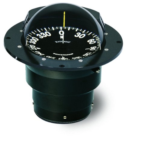 Ritchie Globemaster Compass Flat-Card Dial With Flush Mount And 12V Green Night Lighting (Black, 5-Inch)